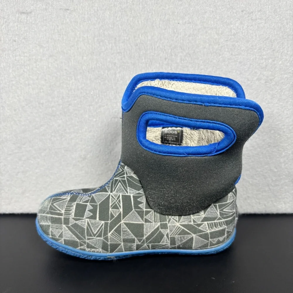 Bogs Baby Bogs Maze Waterproof Boots Gray Geometric Toddler Kids Size 9
